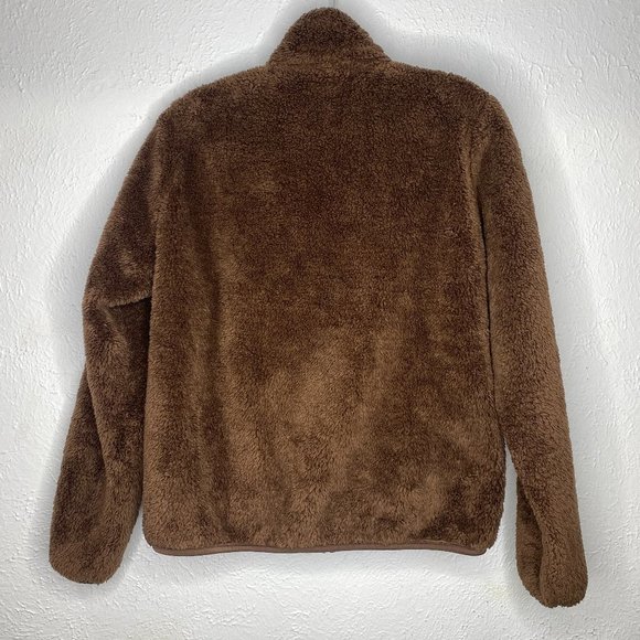 Uniqlo, women's chocolate brown size small fleece jacket w/ front zipper EUC - Picture 2 of 5